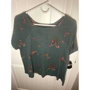 Torrid Waffle Knit Floral Short Sleeve T-Shirt Size 1